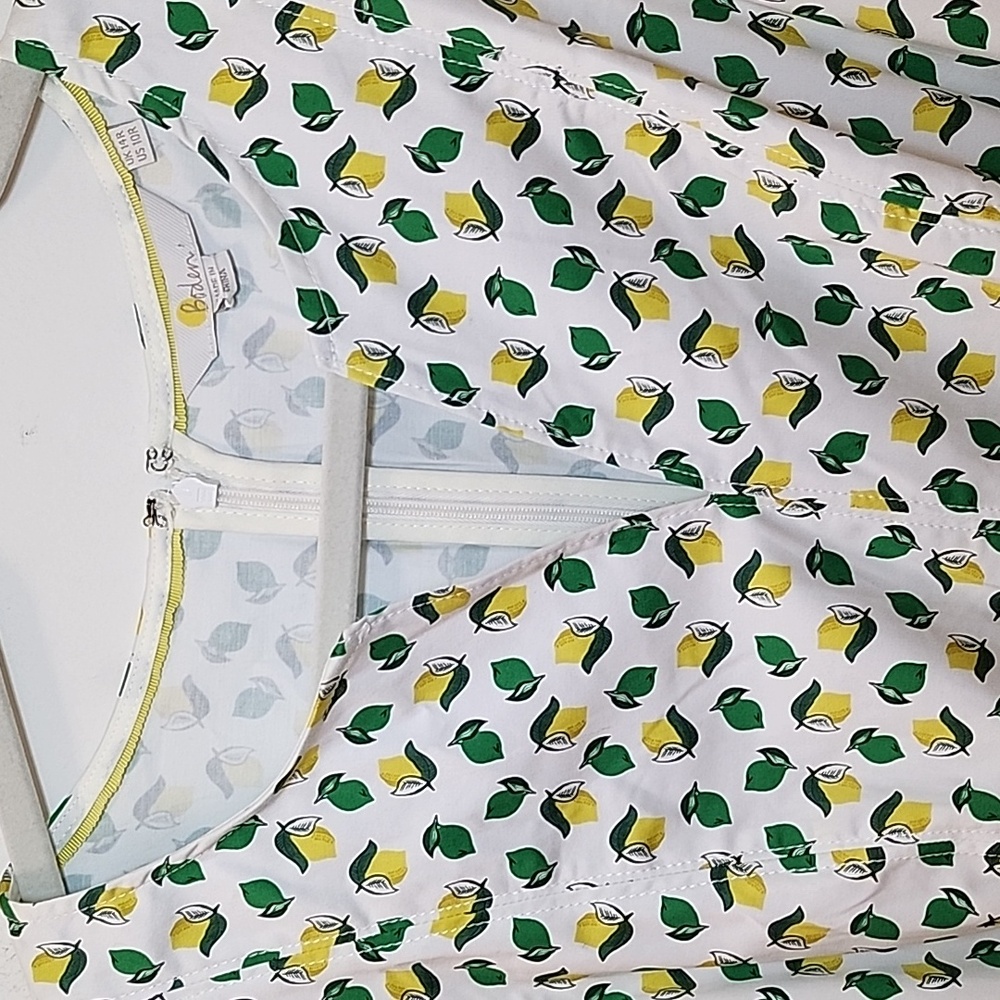 Boden  Kelly Green / Yellow Mischa Belted Sleeveless Dress Lemon print Size 10 - Picture 6 of 16